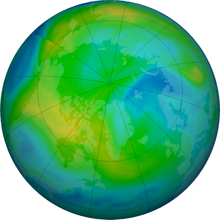 Arctic ozone map for 01 November 2022